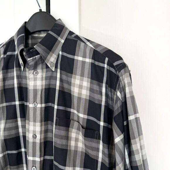 Burberry Brit Black Grey Nova Check Cotton Button Down Long Sleeve Shirt Large - Picture 2 of 7